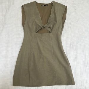 NWOT Zara Twist Front Linen Dress